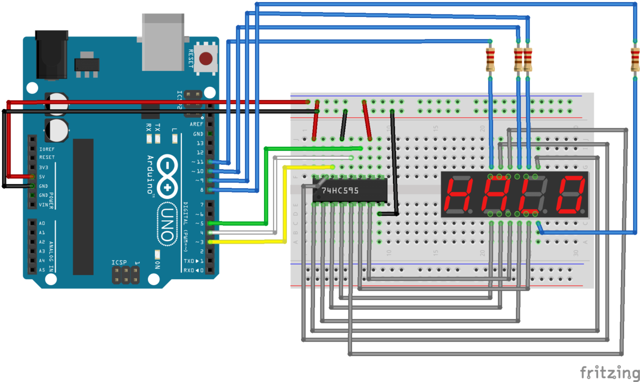 Arthur Lære Opaque Using a 4x7 segment display with Arduino • AranaCorp