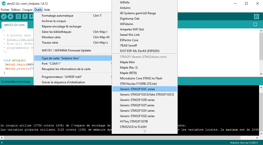 arduino-ide-stm32-board-type-selection Programación de un STM32 con Arduino IDE