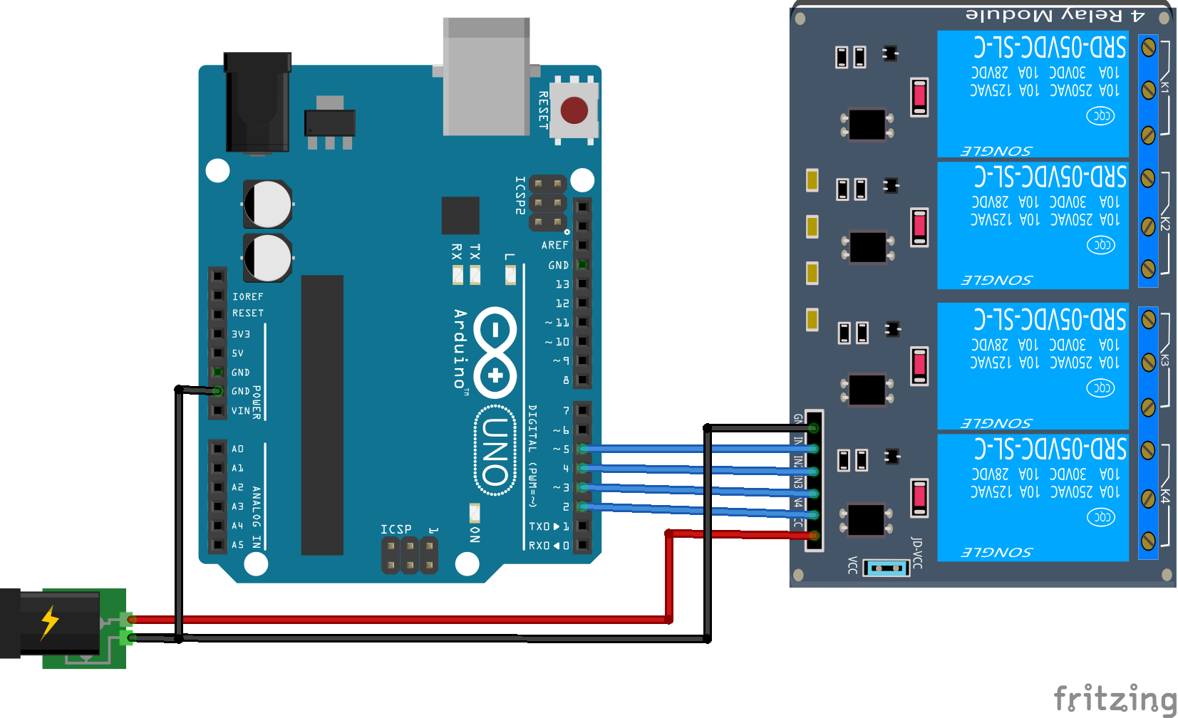 Carte Relais 4 port Arduino 