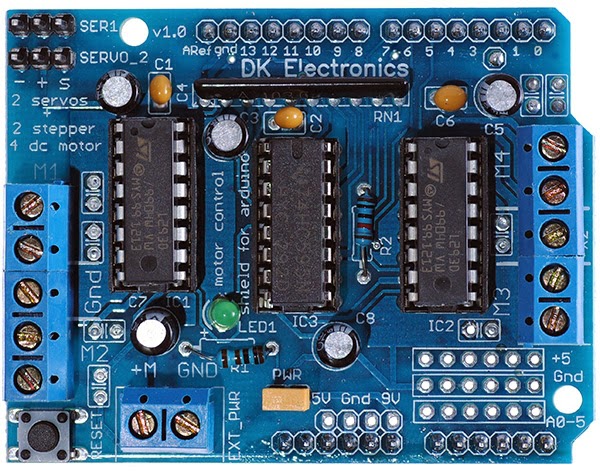 Control several motors with Motor Shield V1 and Arduino