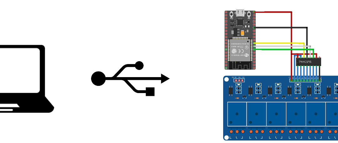 Controlo de 8 relés utilizando um ESP32 e o monitor série