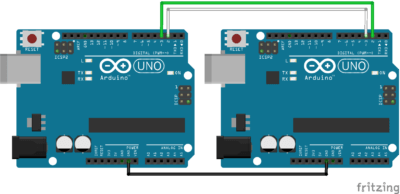 schéma de connexion pour communiquez entre deux arduino