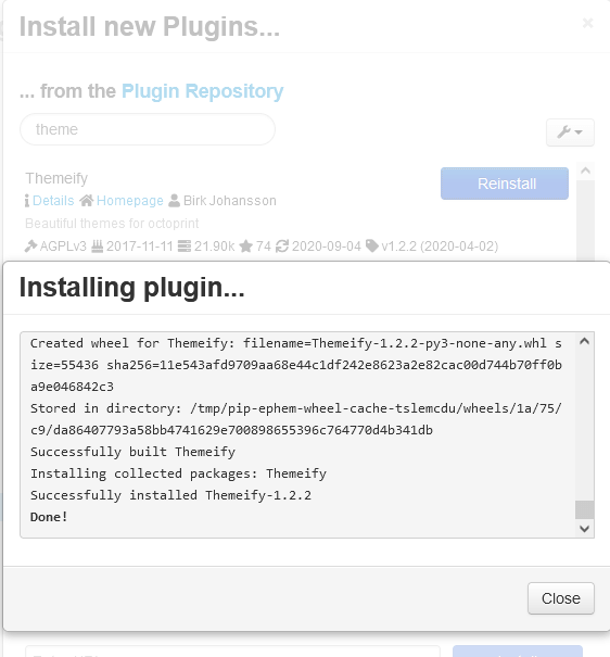 octoprint-install-themeify Installer OctoPi sur Raspberry Pi