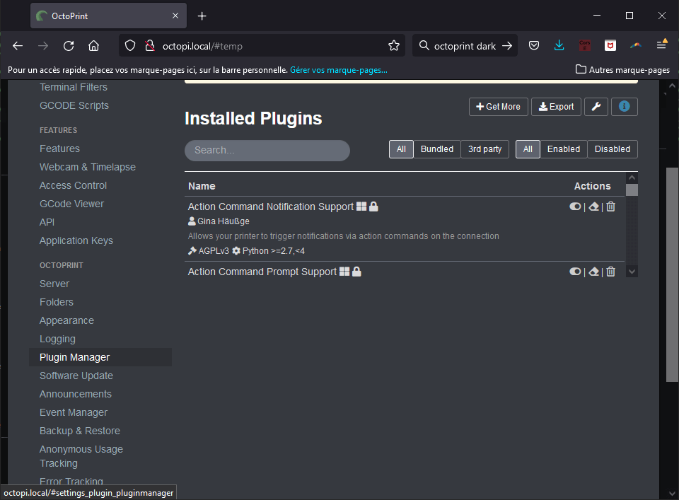 octoprint-plugin-manager Installer OctoPi sur Raspberry Pi