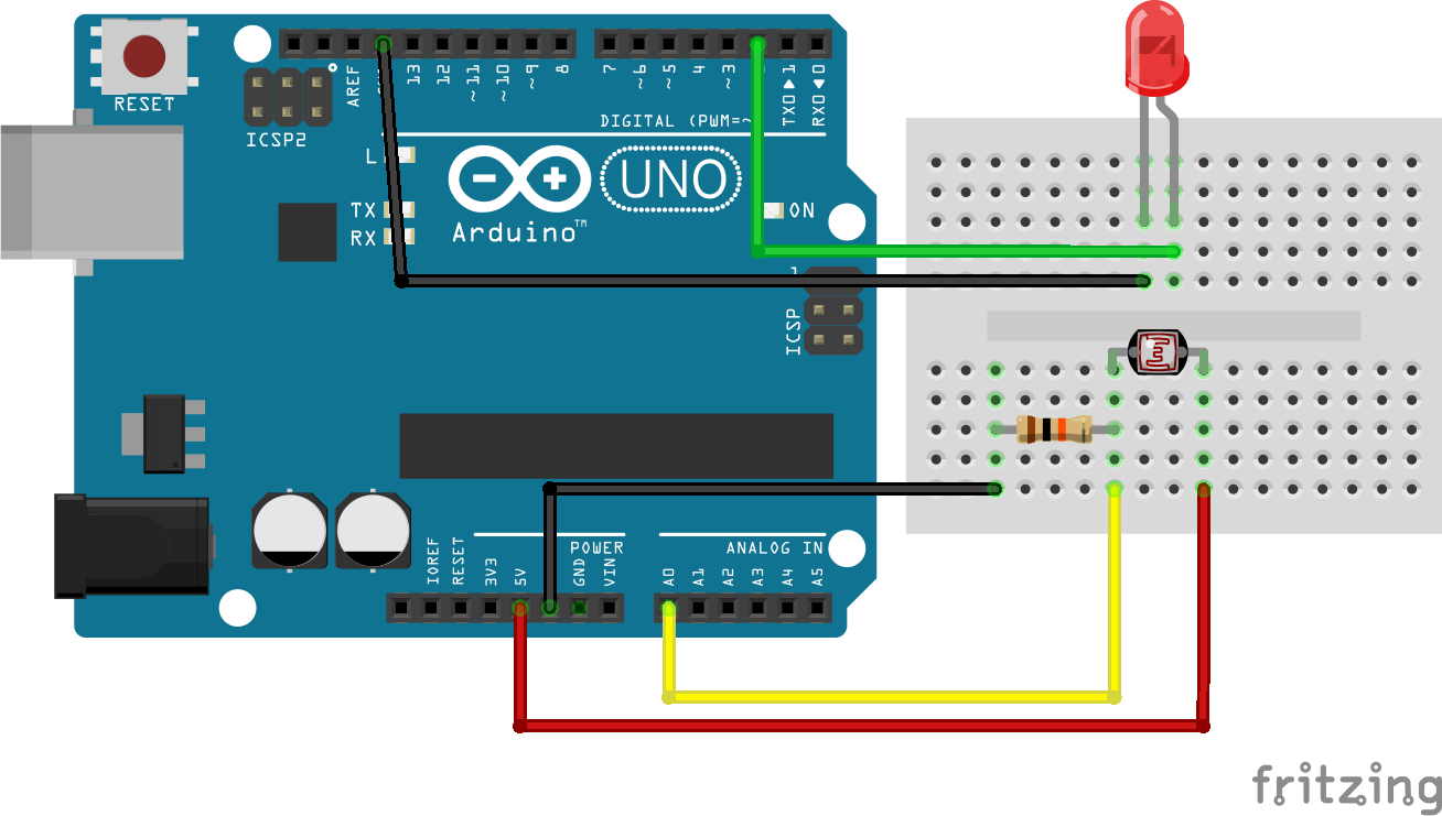 wiring photoresistor and led