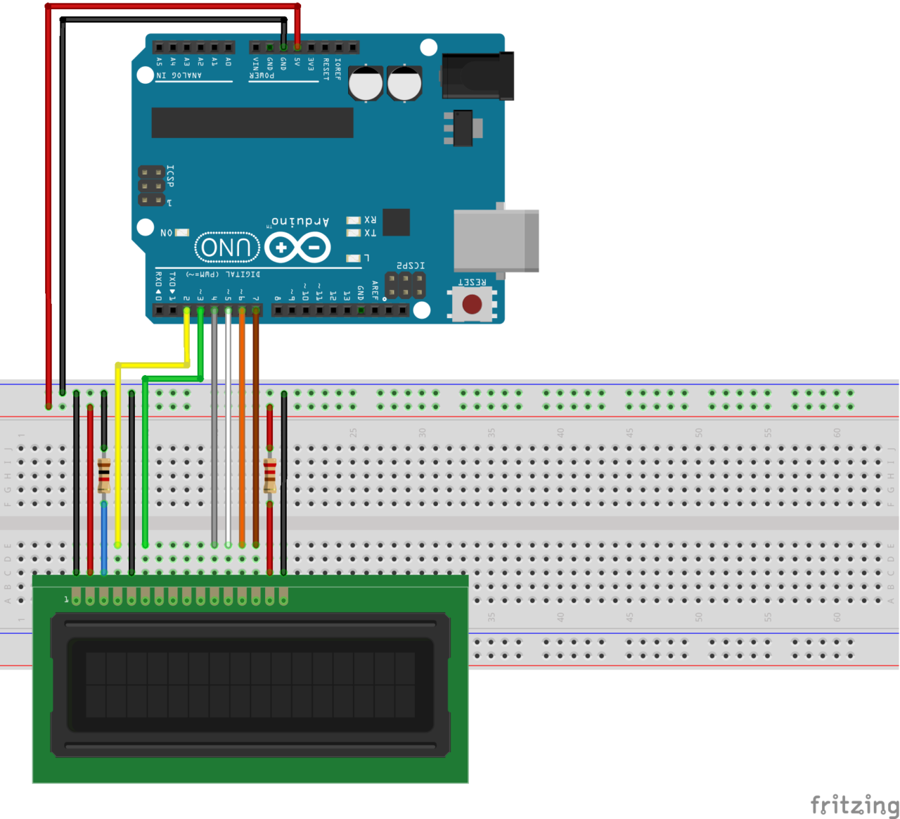 Esquema elétrico arduino lcd16x2