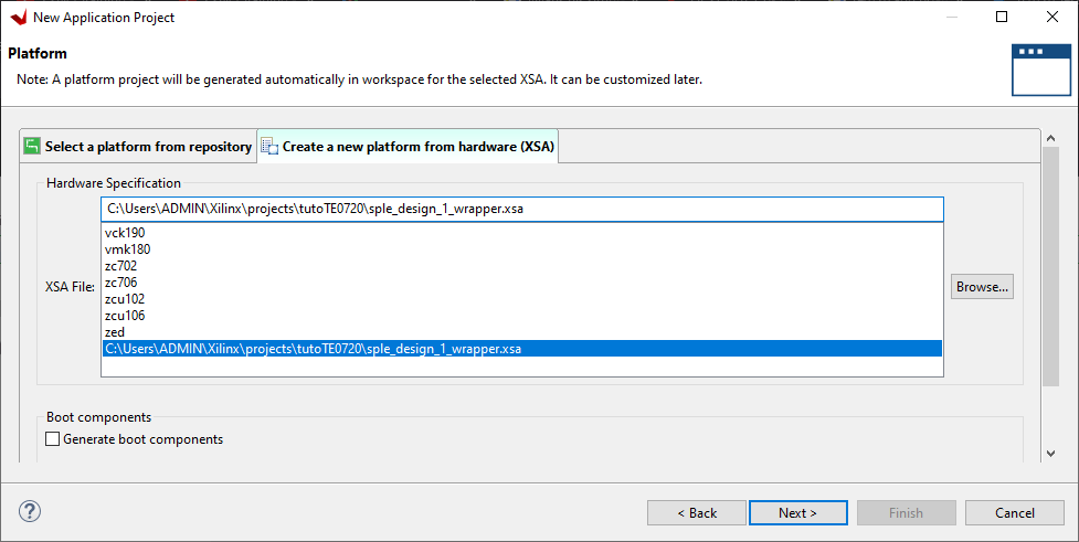 vitis-create-platform-from-xsa Get started with TE0720 and Xilinx Vivado