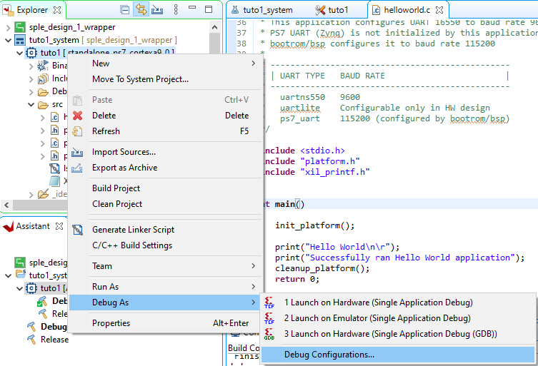 vitis-debug-project Get started with TE0720 and Xilinx Vivado